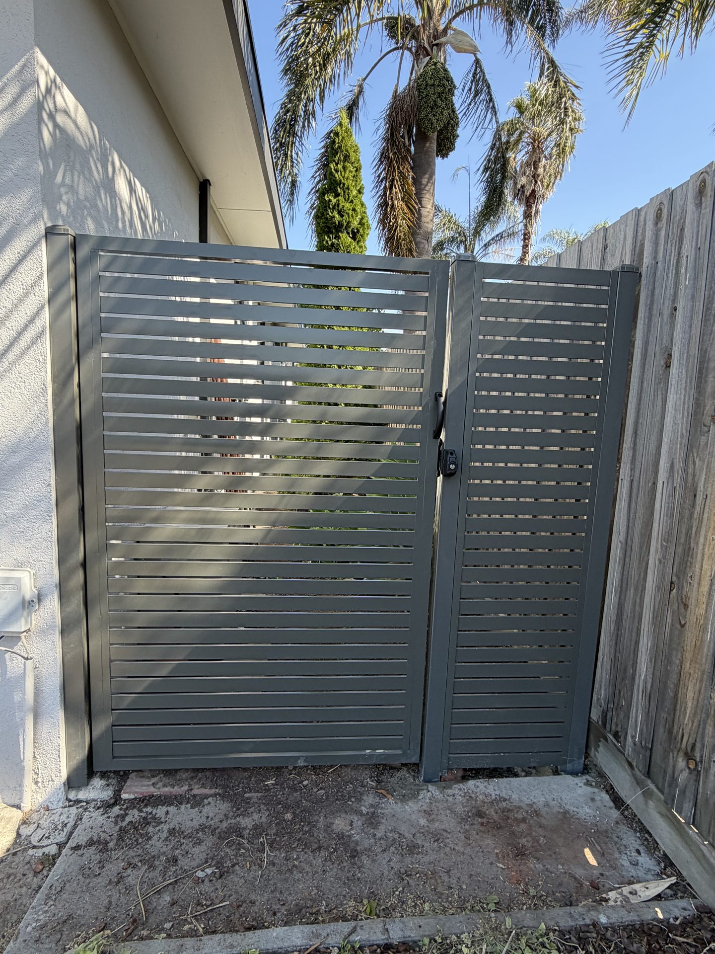 Aluminium slat double gate — Melbourne