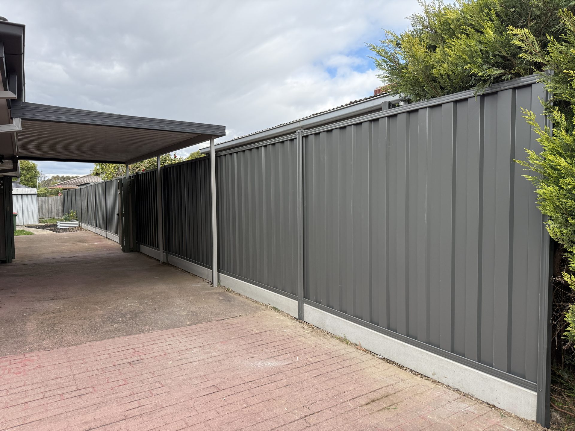 Colorbond fence along driveway — Melbourne