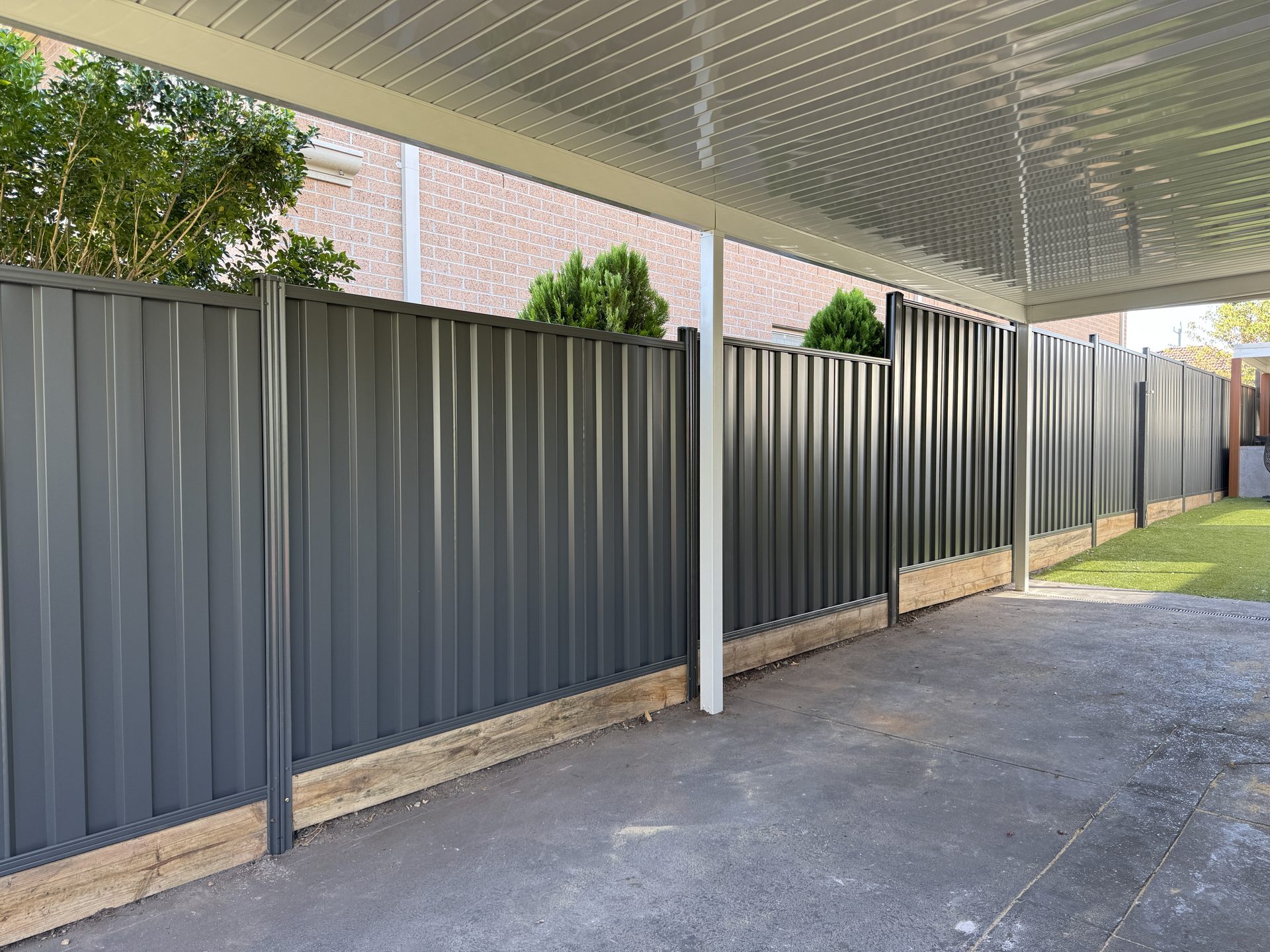 Colorbond fence beside carport — Melbourne