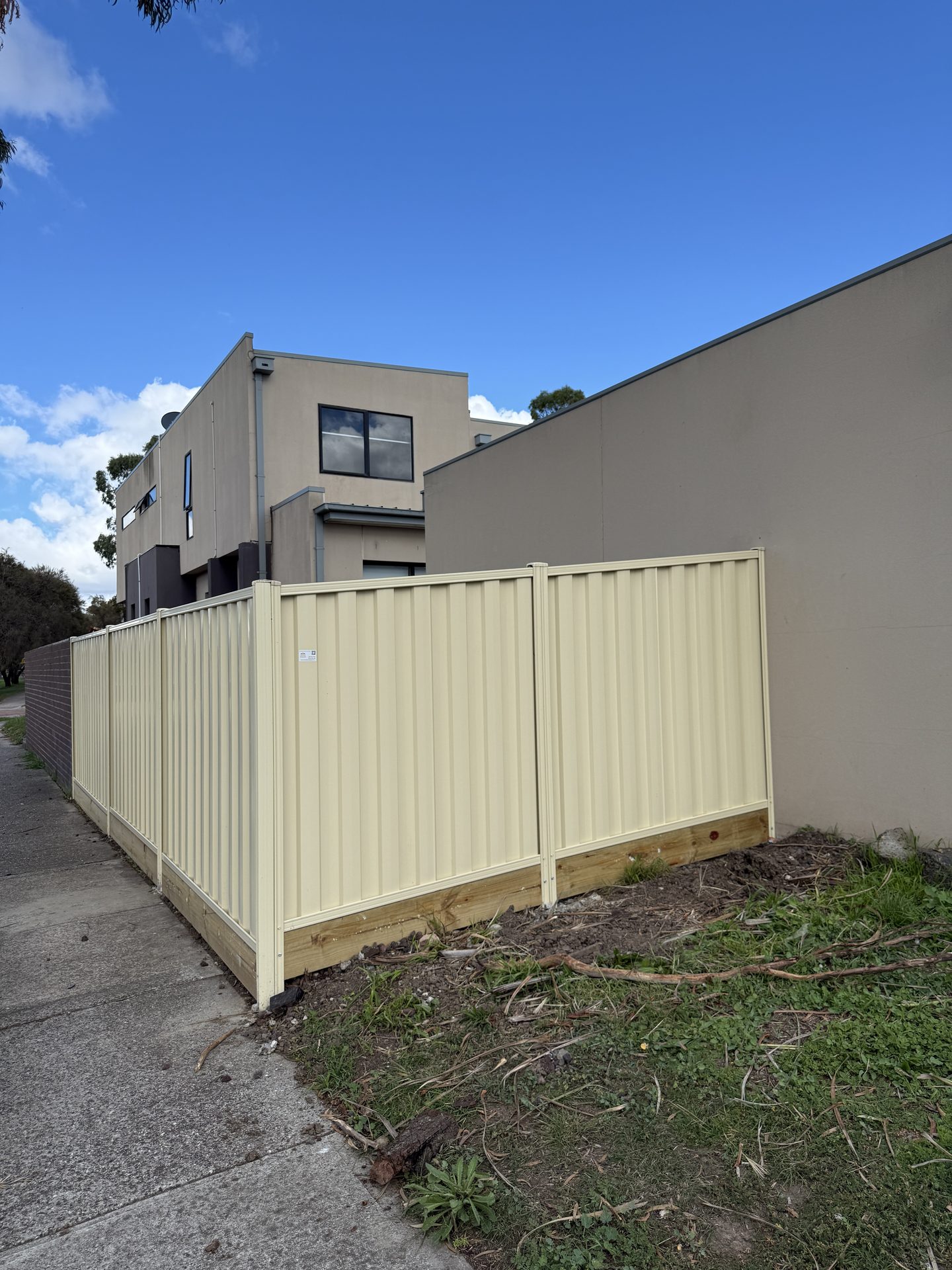 Cream Colorbond fence, street side — Melbourne